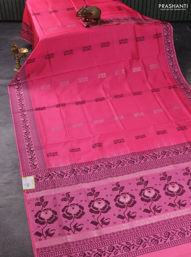 Sambalpuri semi silk saree pink with thread woven ikat buttas and thread woven border