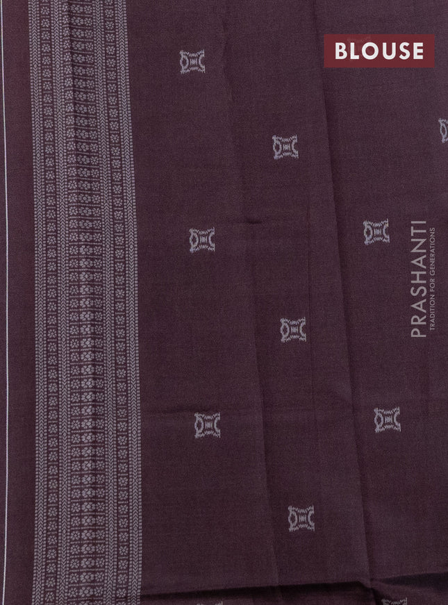 Sambalpuri semi silk saree light blue and coffee brown with allover thread woven ikat buttas and thread woven border