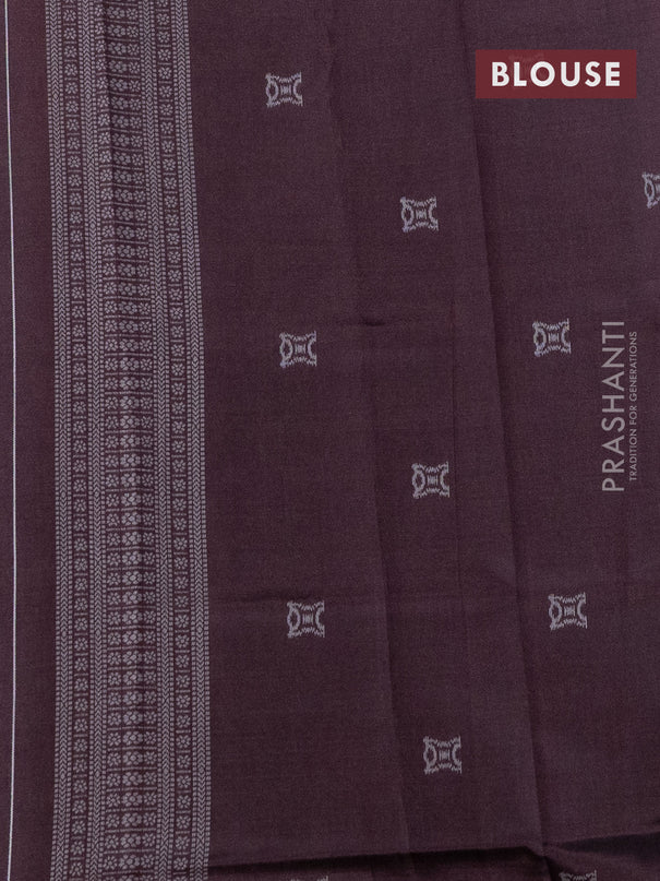 Sambalpuri semi silk saree light blue and coffee brown with allover thread woven ikat buttas and thread woven border