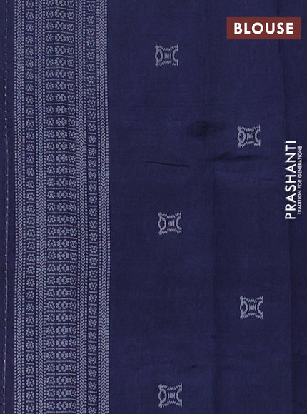 Sambalpuri semi silk saree pink and blue with allover thread woven ikat buttas and thread woven border