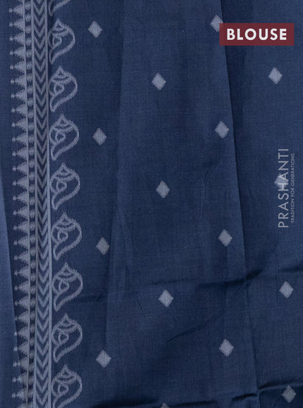 Sambalpuri semi silk saree pastel blue and sap green with allover thread woven ikat buttas and thread woven border