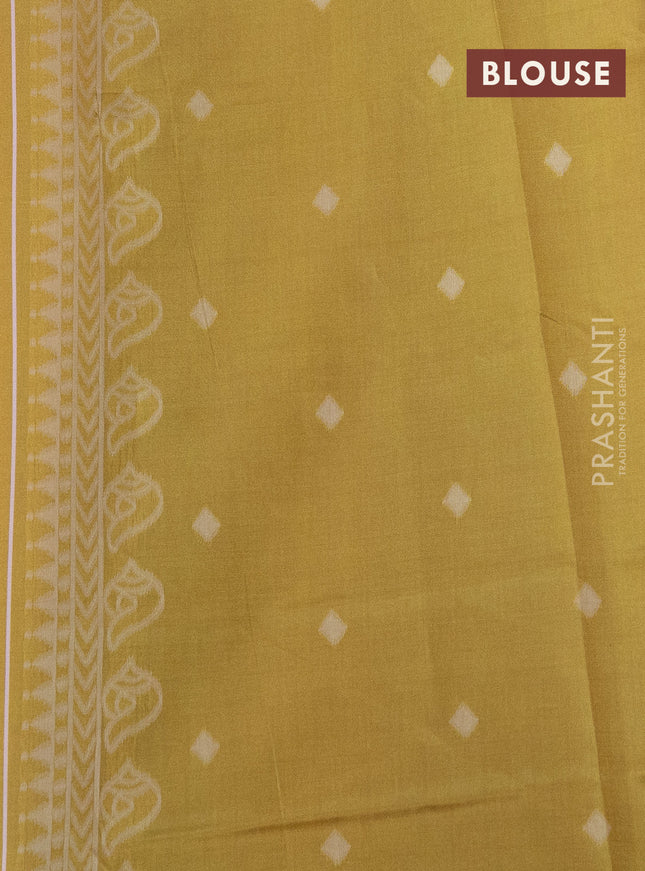 Sambalpuri semi silk saree mustard yellow and candy pink with allover thread woven ikat buttas and thread woven border