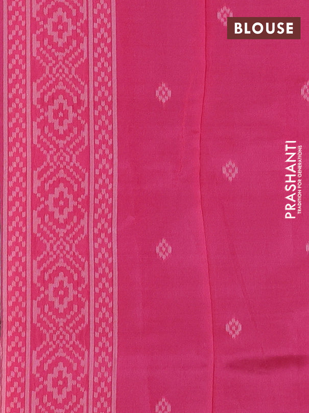 Sambalpuri semi silk saree grey shade and candy pink with allover thread woven ikat weaves and thread woven border
