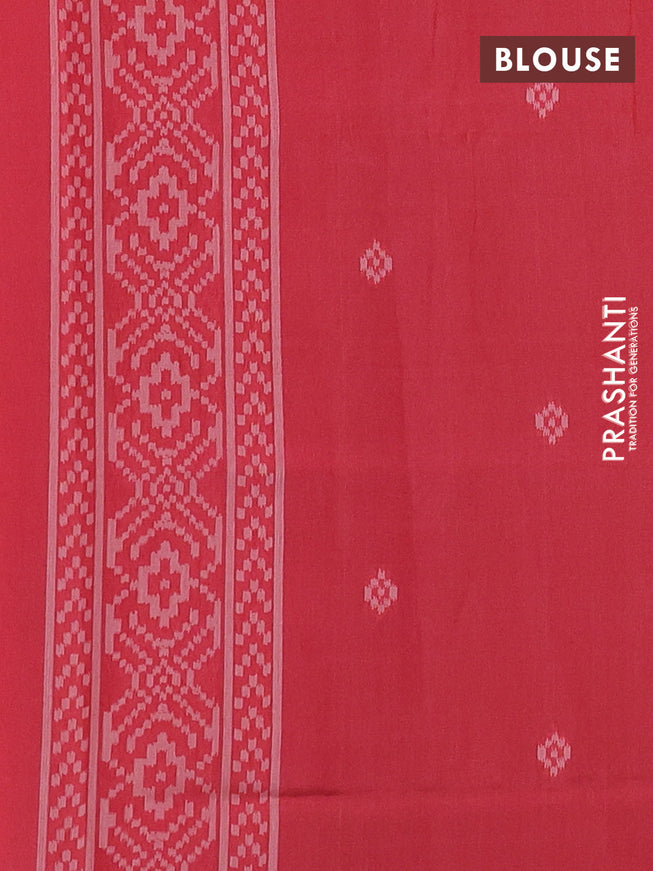 Sambalpuri semi silk saree bluish grey and peach red with allover thread woven ikat weaves and thread woven border