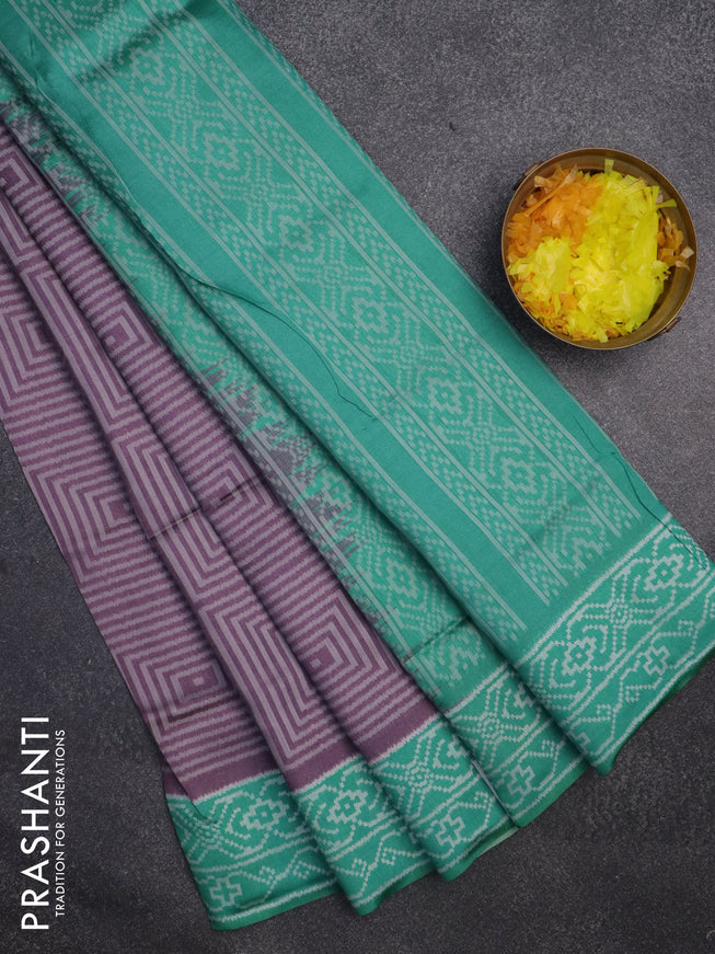 Sambalpuri semi silk saree pastel wine shade and teal green with allover thread woven ikat weaves and thread woven border