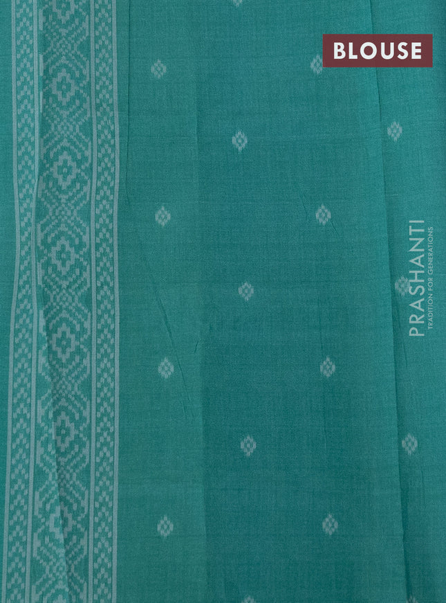 Sambalpuri semi silk saree pastel wine shade and teal green with allover thread woven ikat weaves and thread woven border