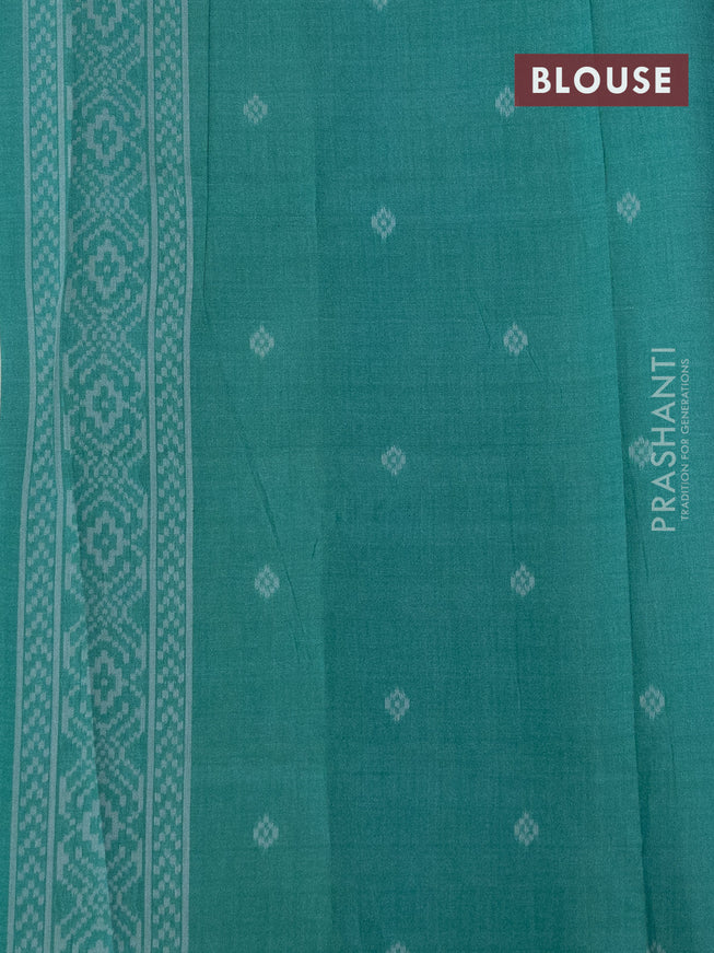 Sambalpuri semi silk saree pastel wine shade and teal green with allover thread woven ikat weaves and thread woven border