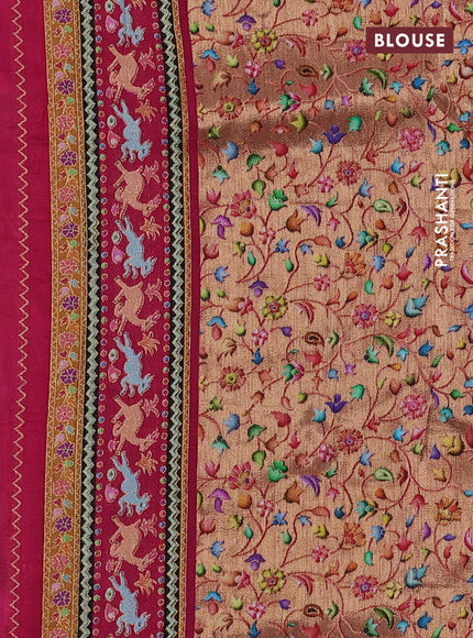 Banarasi silk saree violet and pink with allover position prints and printed border