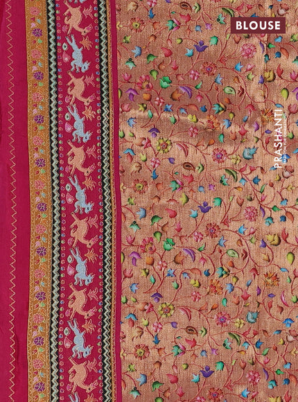 Banarasi silk saree black and pink with allover position prints and printed border