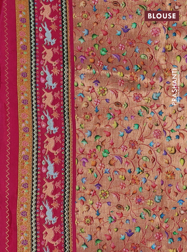 Banarasi silk saree black and pink with allover position prints and printed border
