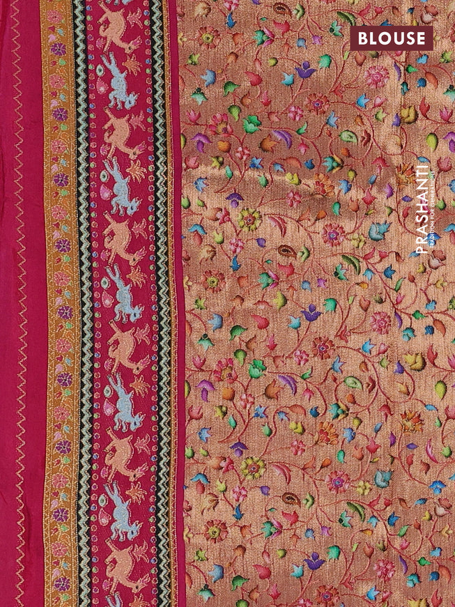 Banarasi silk saree black and pink with allover position prints and printed border