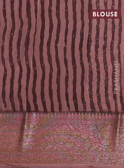 Chanderi silk cotton saree beige peach pink and pastel brown with allover prints and banarsi style border