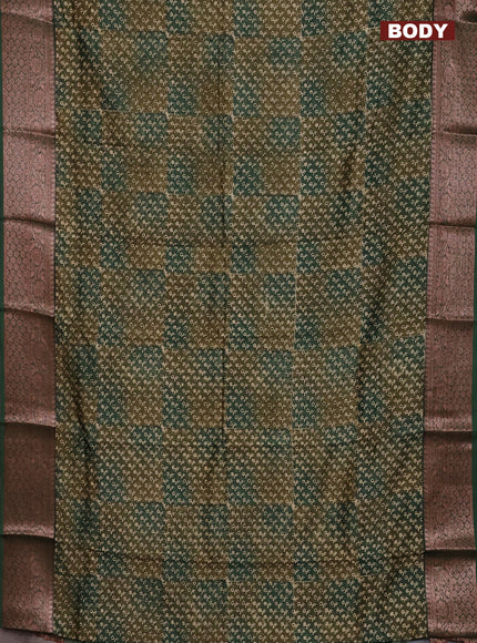 Chanderi silk cotton saree sap green and green with allover prints and banarsi style border