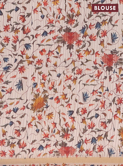 Semi tussar saree pastel brown and beige with allover geometric saree and kalamkari printed pallu