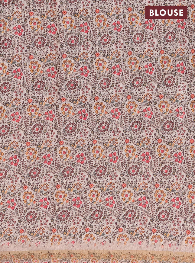 Semi tussar saree pastel wine shade and beige with allover zig zag saree and kalamkari printed pallu