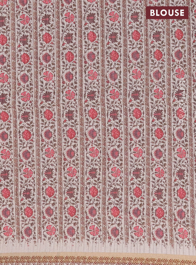 Semi tussar saree pastel green shade and beige with allover geometric saree and kalamkari printed pallu