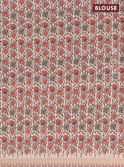 Semi tussar saree pastel green shade and beige with allover stripe parints and kalamkari printed pallu