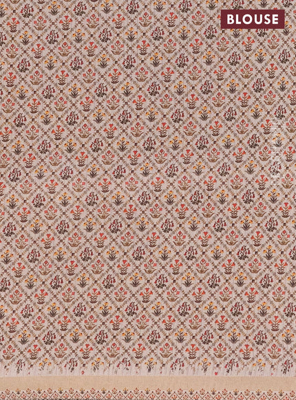 Semi tussar saree sandal and beige with allover zig zag saree and kalamkari printed pallu