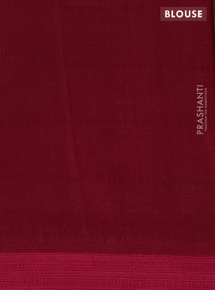 Chanderi silk cotton saree pastel peach and dark pink with allover floral prints and ikat printed border