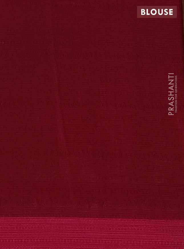 Chanderi silk cotton saree pastel peach and dark pink with allover floral prints and ikat printed border