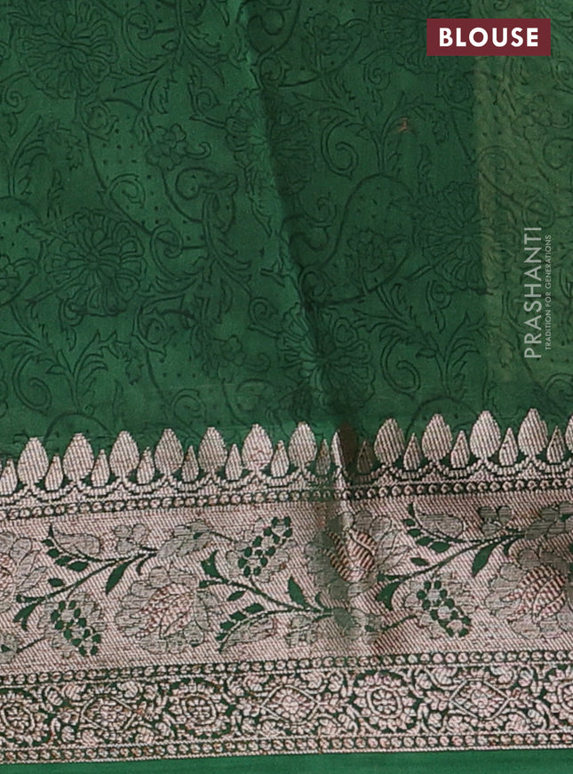 Chanderi silk cotton saree beige maroon and green with allover prints and banarasi style border