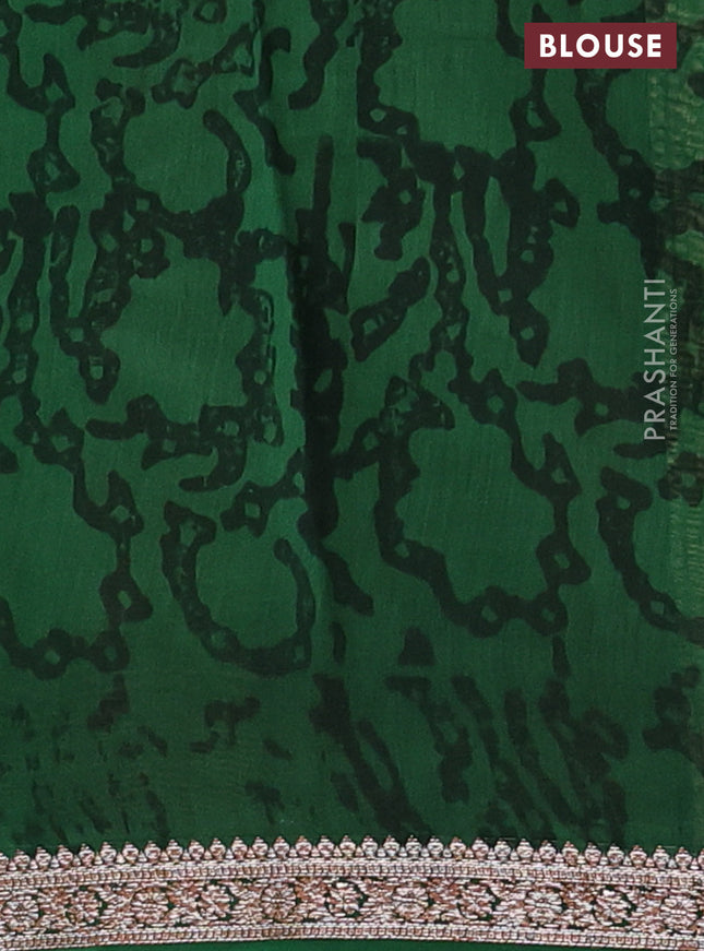 Chanderi silk cotton saree lime yellow and green with allover bandhini prints and banarasi style border