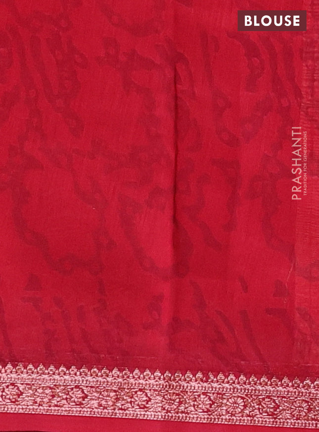 Chanderi silk cotton saree sandal and maroon with allover bandhini prints and banarasi style border