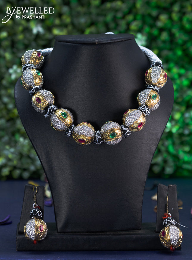 Jaipur crystal beaded with stones pendant