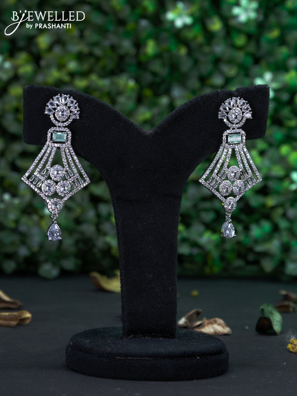 Zircon earring with mint green & cz stones and hanging
