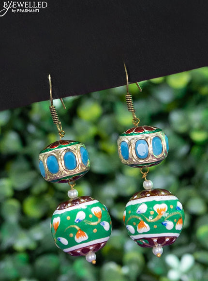 Jaipur crystal beaded ice blue haaram with minakari balls