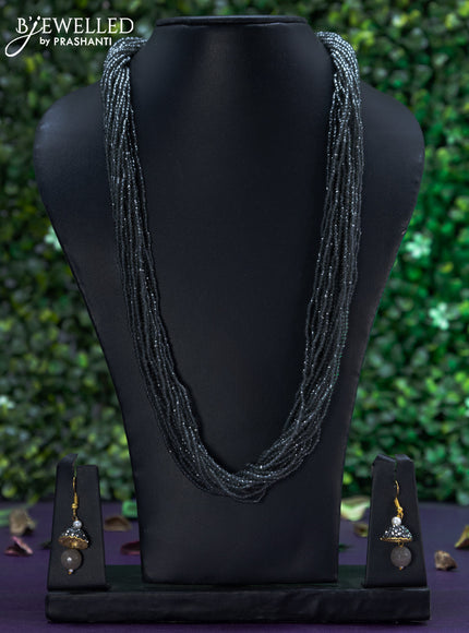 Jaipur multilayer grey beaded necklace