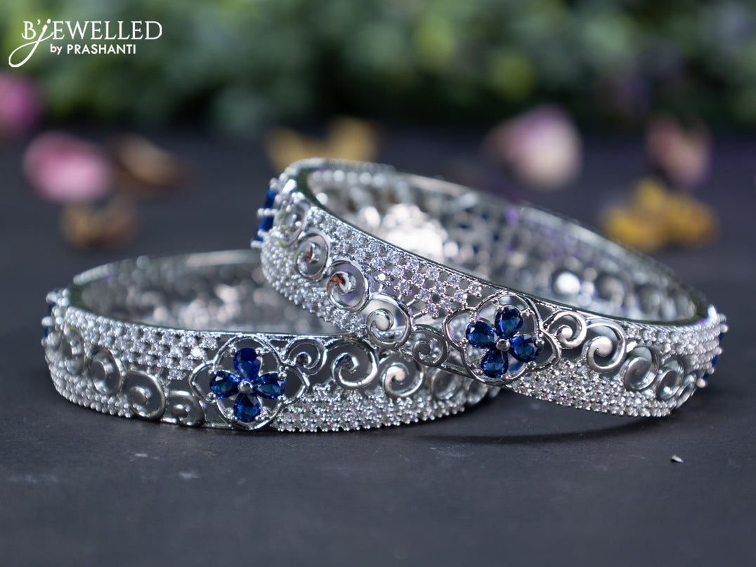Zircon bangles floral design with saphhire and cz stones
