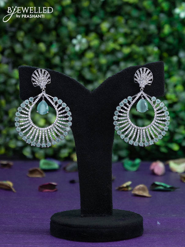 Zircon earring with mint green and cz stones