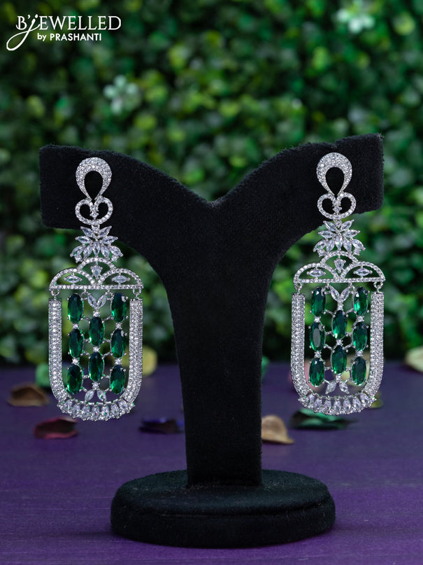 Zircon earring with emerald and cz stones