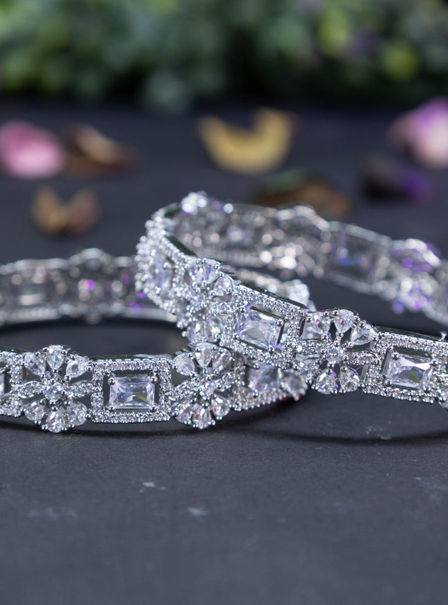 Zircon bangles floral design with cz stones