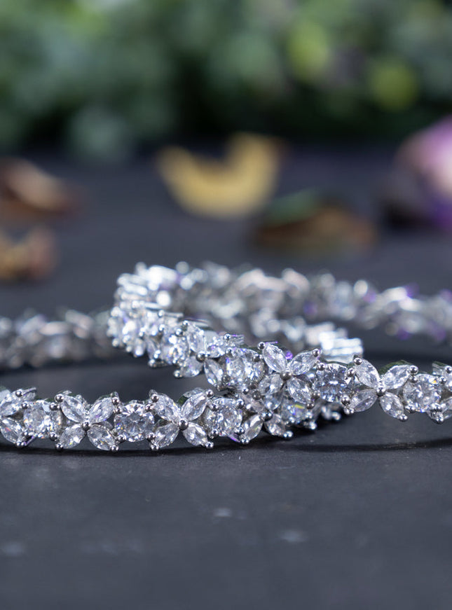 Zircon bangles floral design with cz stones