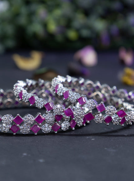 Zircon bangles floral design with ruby and cz stones