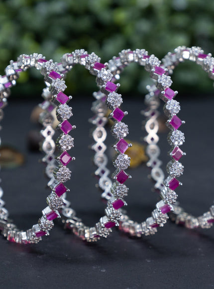 Zircon bangles floral design with ruby and cz stones