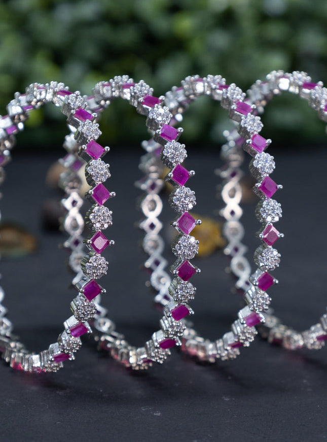 Zircon bangles floral design with ruby and cz stones