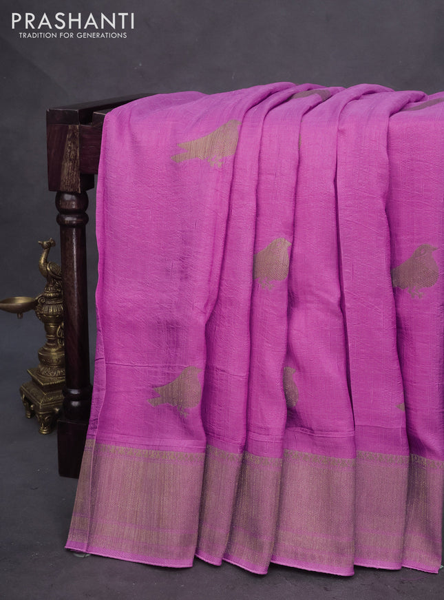Semi banarasi tussar saree mauve pink with woven buttas and woven border