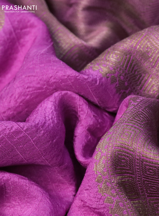 Semi banarasi tussar saree mauve pink with woven buttas and woven border