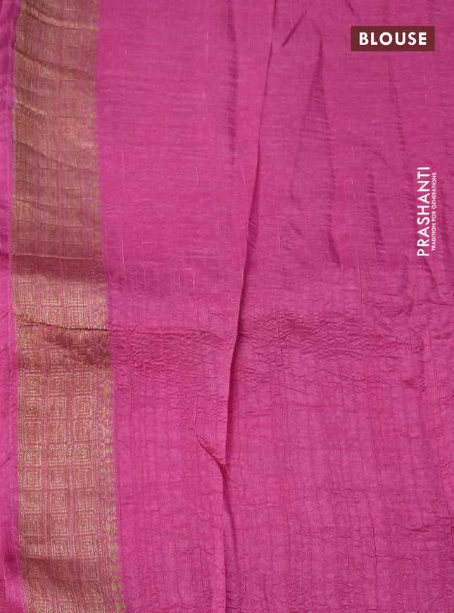 Semi banarasi tussar saree pink shade with woven buttas and woven border