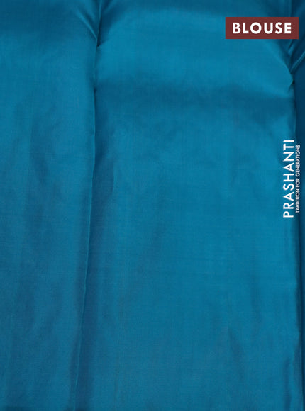 Pure soft silk saree pink and cs blue with allover silver zari weaves and silver zari woven border