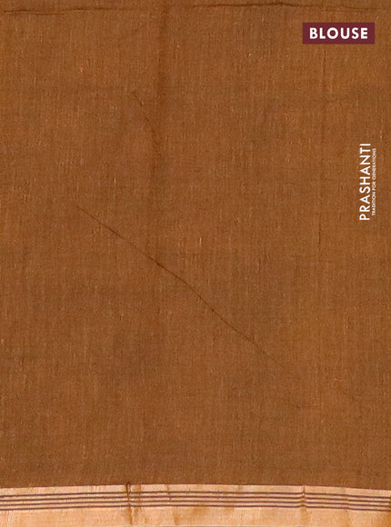 Bengal soft cotton saree dark mustard with plain body and zari woven border