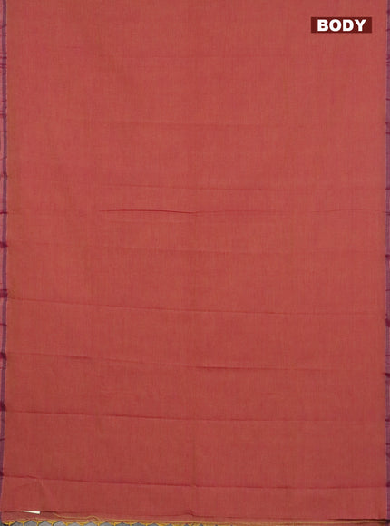 Bengal soft cotton saree dual shade of pinkish yellow with plain body and zari woven border