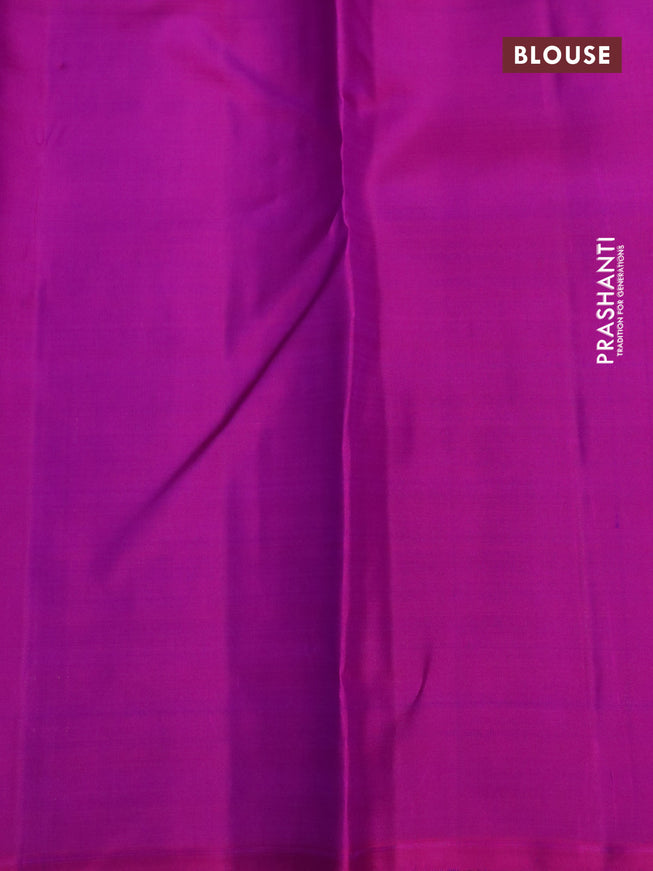 Pure kanchipuram silk saree violet and magenta pink with annam & rudhraksha zari woven buttas and piping border