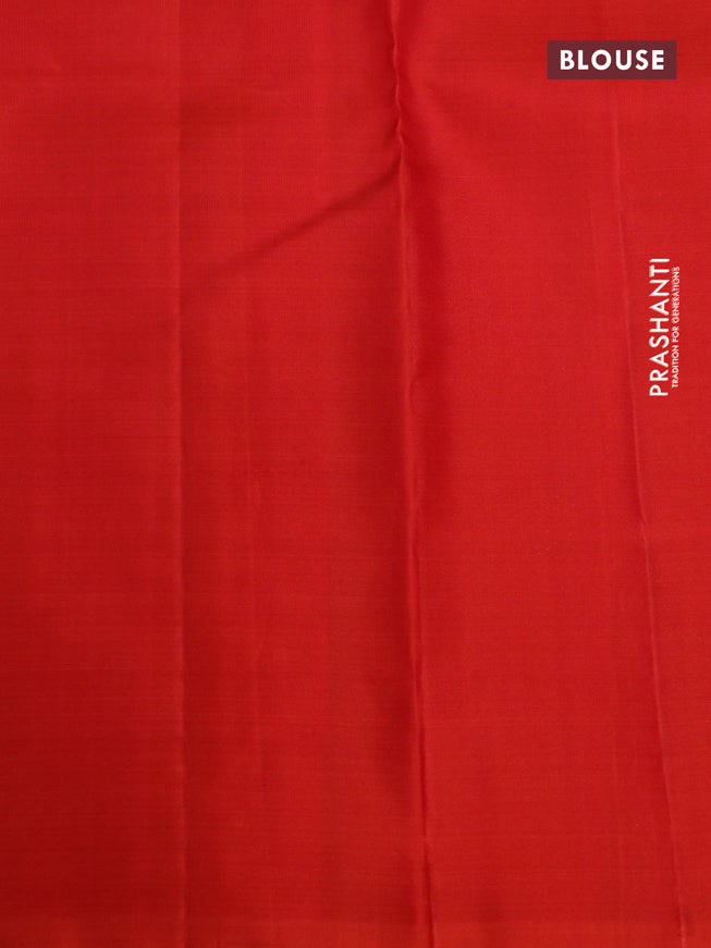 Pure kanchipuram silk saree dual shade of orange and orange with annam & rudhraksha zari woven buttas and piping border