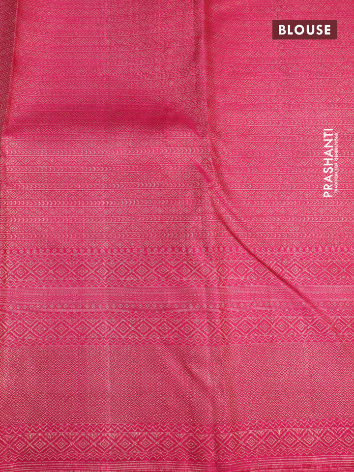 Pure kanchipuram silk saree green and pink with allover zari woven brocade weaves and zari woven border