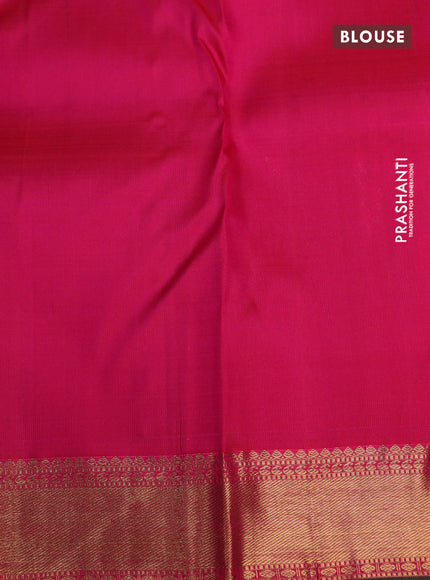 Pure kanchipuram silk saree pink and dual shade of green with zari woven buttas and zari woven border