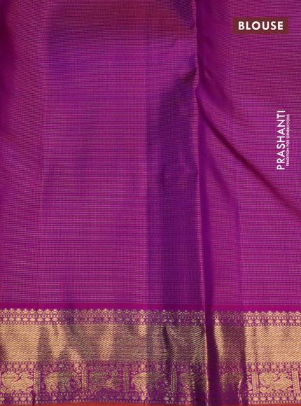 Pure kanchipuram silk saree violet and purple with allover zari weaves & buttas and zari woven border